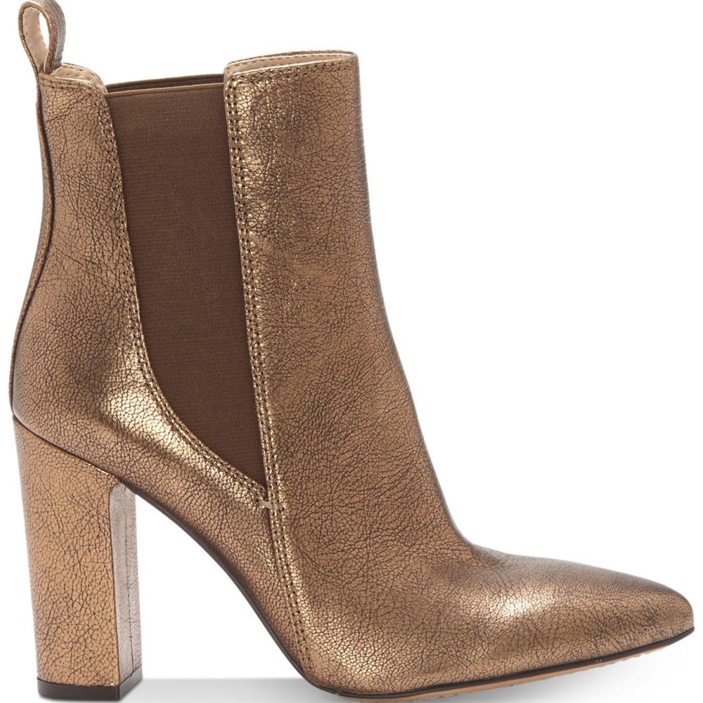 Vince Camuto Bronze Leather Block Heel Bootie